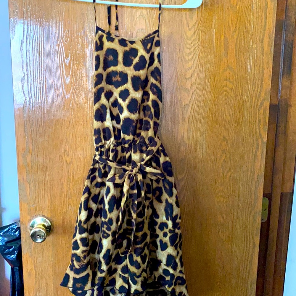 Cheetah print open back romper